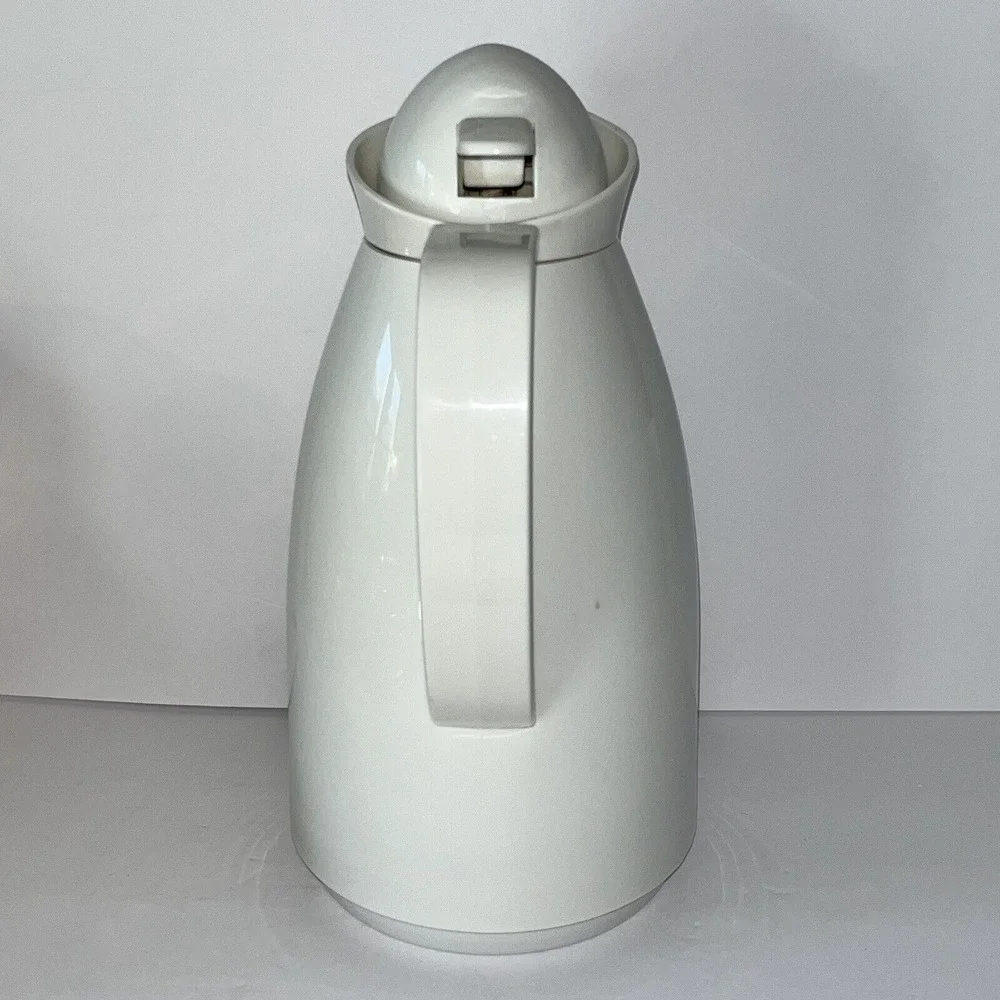 Vintage Insulated‎ Coffee Tea Thermal Pitcher Server Vacuum Carafe White Country